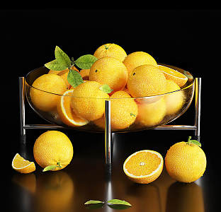 Modern orange fruit ornaments lemon fruit plate decorations 3d model