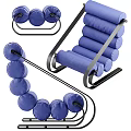 Blue Cylindrical Cushion Leisure Chair with Black Metal Frame and Modern Design