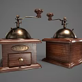 Retro Style Manual Coffee Grinder Wooden Base Kitchen Appliance With Metal Parts
