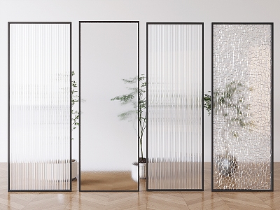 Changhong glass partition turtle pattern glass screen oil sand glass partition frosted glass porch 3d model