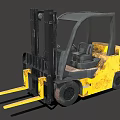 Yellow Forklift With Black Mast Cab And Front Forks For Industrial Use
