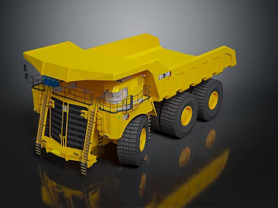 Yellow Heavy Duty Mining Truck With Large Tires Cab And Dump Bed Structure 3d model