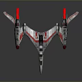 Sci Fi Spaceship With Gray Red Color Shark Mouth Design And Multiple Engines