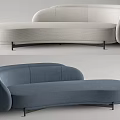 Modern Upholstered Sectional Sofa Curved Design Rounded Shape Beige Navy Blue Metal Legs