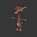 Cute Giraffe Doll 3D Model With Brown White Spots Big Blue Eyes And Outstretched Arms