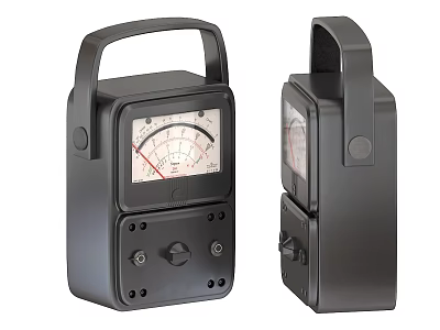Industrial Equipment Portable Analog Meters With Black Casing Handle Dial Gauge And Knobs 3d model