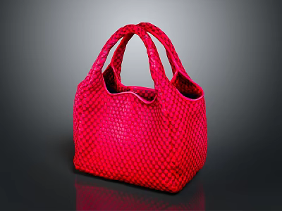 Chic Red Woven Handbag With Structured Shape And Textured Pattern 3d model