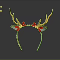 Decorative Wall Decor With Golden Antlers Red Bows And Twisted Band
