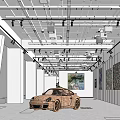 Art Gallery Interior With Sculpture And Wall Paintings On