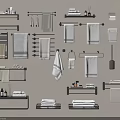 Stylish Essential Bathroom Accessories Including Towel Racks Shelves Towel Bars And Toilet Brushes