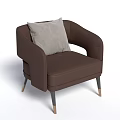 Comfortable Brown Single Sofa With Gray Cushion And Metal Legs Modern Design