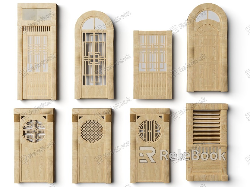 Japanese-style sliding door sliding door sliding door Japanese-style building accessories Japanese-style pattern door Chinese-style Japanese-style ancient building ancient building assets model