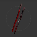 Unique Red And White Weapon With Distinctive Wing Like Structure And Sharp Edges 3d model