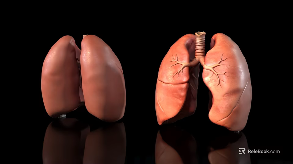 Human Lungs Anatomical Model With Detailed Bronchial Structure And Left Right 3d model 