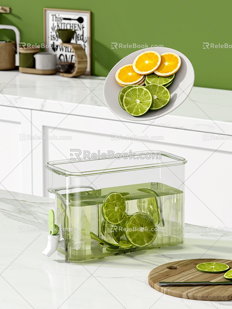 Beverage Barrel Beverage Refrigerator Fruit Orange 3d model