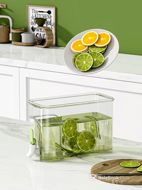 Transparent Airtight Storage Container with Fresh Lime and Orange Slices for Kitchen Counter 3d model 