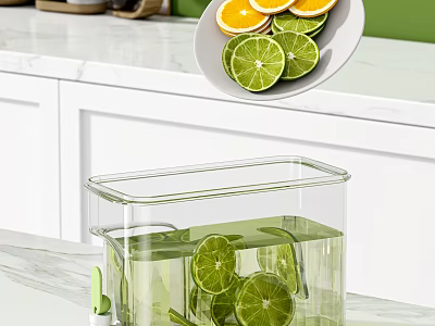 Transparent Airtight Storage Container with Fresh Lime and Orange Slices for Kitchen Counter 3d model