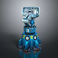 Futuristic Mechanical Character With Blue Metallic Structure And Glowing Control Panels 3d model