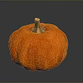 Orange Pumpkin as Seasonal Household Decorative Item with Vibrant Color Smooth Texture and Wooden Stem