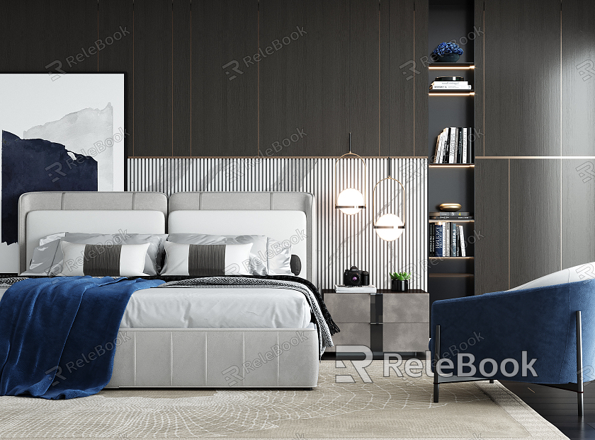 Modern background double bed model