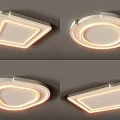 Modern Ceiling Lights With Square And Round Shapes And Illuminated Edges 3d model