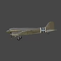Vintage Gray Fighter Jet With Twin Propellers And Black White Striped Wings
