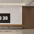 Modern Living And Dining Room Interior Design With Circular Chandelier Marble Wall Wooden Cabinets TV