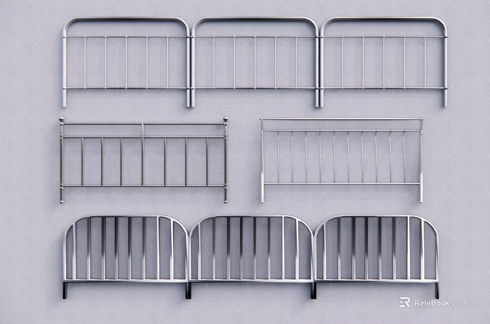 Various Metal Fence Barriers With Different Steel Designs And Styles 3d model 