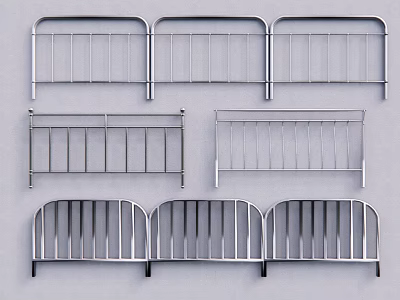 Various Metal Fence Barriers With Different Steel Designs And Styles 3d model