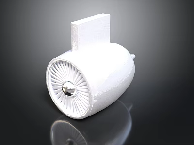 White Mechanical Turbine Fan With Circular Structure And Central Silver Sphere 3d model