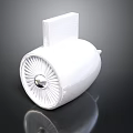 White Mechanical Turbine Fan With Circular Structure And Central Silver Sphere 3d model