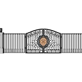 Wrought Iron Entry Gate With Ornate Circular Design And Decorative Patterns