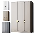 Modern Wardrobe Design With Light Gray Wooden Dark Gray Panels And Round Gold Metal Handles