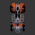 Orange Sporty ATV With Flame Graphics Black Seat And Silver Metal Frame