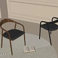 Modern Dining Chairs With Wooden And Black Frames On Light Colored Rug