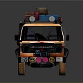 Orange Off Road Vehicle With Red Cross Symbol Roof Rack Carrying Luggage For Rescue Missions