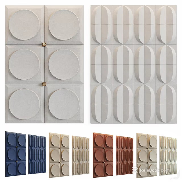 Modern Geometric Pattern Decorative Wall Tiles With Various Colors And Designs 3d model 
