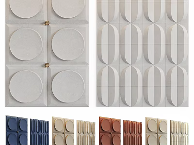 Modern Geometric Pattern Decorative Wall Tiles With Various Colors And Designs 3d model
