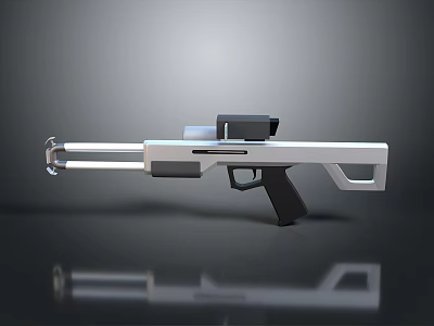 Futuristic Silver Weapon With Black Grip Scope Metallic Barrel And Reflective Surface 3d model