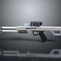 Futuristic Silver Weapon With Black Grip Scope Metallic Barrel And Reflective Surface 3d model