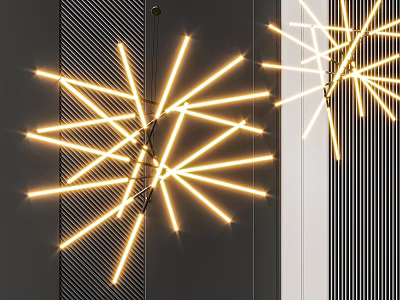 Modern Geometric Pendant Light With Illuminated LED Lines For Contemporary Living Space 3d model
