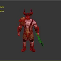 Horned Barbarian Warrior Character With Bare Chest Leather Skirt And Spiked Weapon