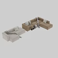 Modern Modular Velvet Sofa With Color Options Pillows And Throw Blanket 3d model