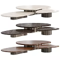 Modern Stylish Coffee Tables With Oval Marble Wooden Tops And Metal Bases
