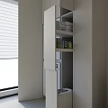 Home Balcony Featuring White Roller Blinds Metal Rack Hanging Clothes Stacked Washer Dryer White Cabinets