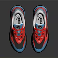 PUMA Red And Blue Lace Up Athletic Sneakers With Retro Modern Streamlined Design