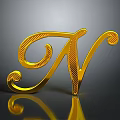 Golden Decorative Letter N Shiny Home Decor Household Daily Use Item With Reflection