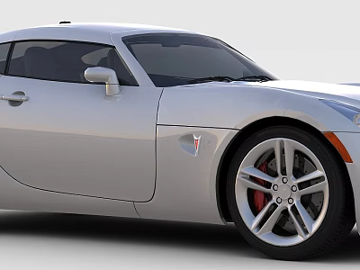 Silver Two Door Sports Car Streamlined Body Silver Wheels Red Brake Calipers 3d model
