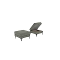 Modern Light Green Velvet Upholstered Ottoman With Metal Legs And Side Strap Design
