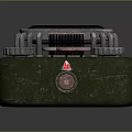 3D Rendered Green Mechanical Device With Display Screen Gear Knobs And Yellow Components